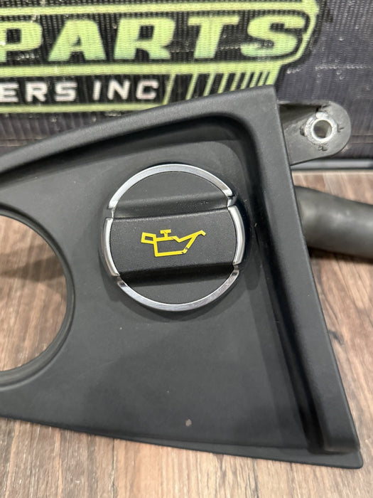 2014 PORSCHE 911 TURBO S 991 ENGINE OIL BRACKET W FILLER TUBE