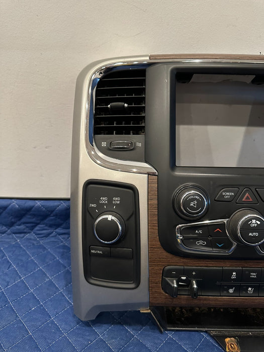 2017 DODGE RAM 2500 CENTER DASH CLIMATE CONTROL WOOD TRIM BEZEL ASSEMBLY OEM L78