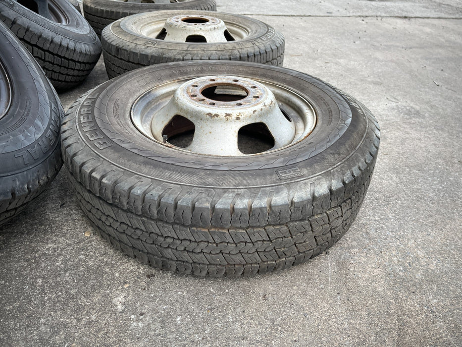 DODGE RAM 3500 8X6.5 8X165.1 DUALLY DRW WHEELS RIMS TIRES (6) SET OEM STEEL