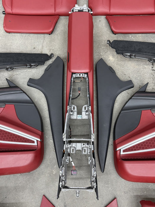 2014 PORSCHE 911 TURBO S 991 FRONT REAR SEATS DOOR PANEL INTERIOR RED OEM