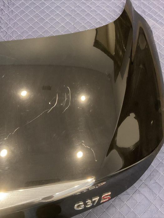 2013 INFINITI G37S COUPE REAR TRUNK DECK LID BLACK COMPLETE OEM~SCRATCHES~