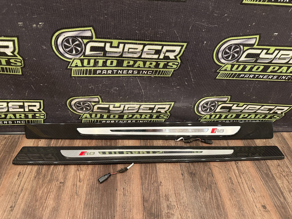 2021 AUDI R8 INTERIOR CARBON FIBER LEFT RIGHT KICK SCUFF PLATES OEM *READ*
