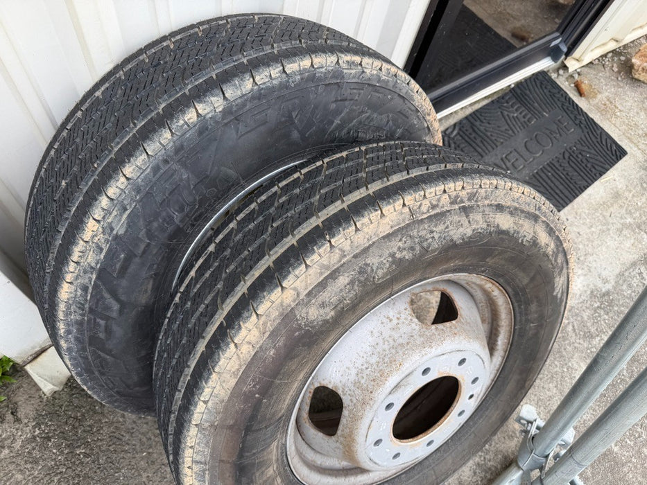 FORD F350 DUALLY WHEELS (4) REAR SET 2 STEEL - 2 ALUMINUM TOYO H/T LT245/75R17