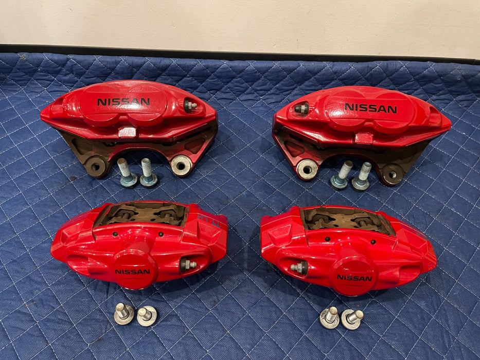 2017 NISSAN 370Z NISMO FRONT REAR LEFT RIGHT RED AKEBONO BRAKE CALIPERS OEM READ