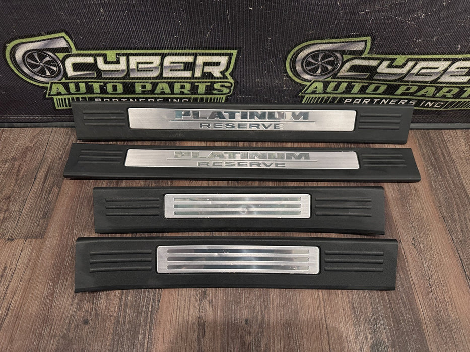 2017 NISSAN TITAN XD RESERVE FRONT REAR DOOR SILL KICK PLATE SET OEM *WEAR/READ*