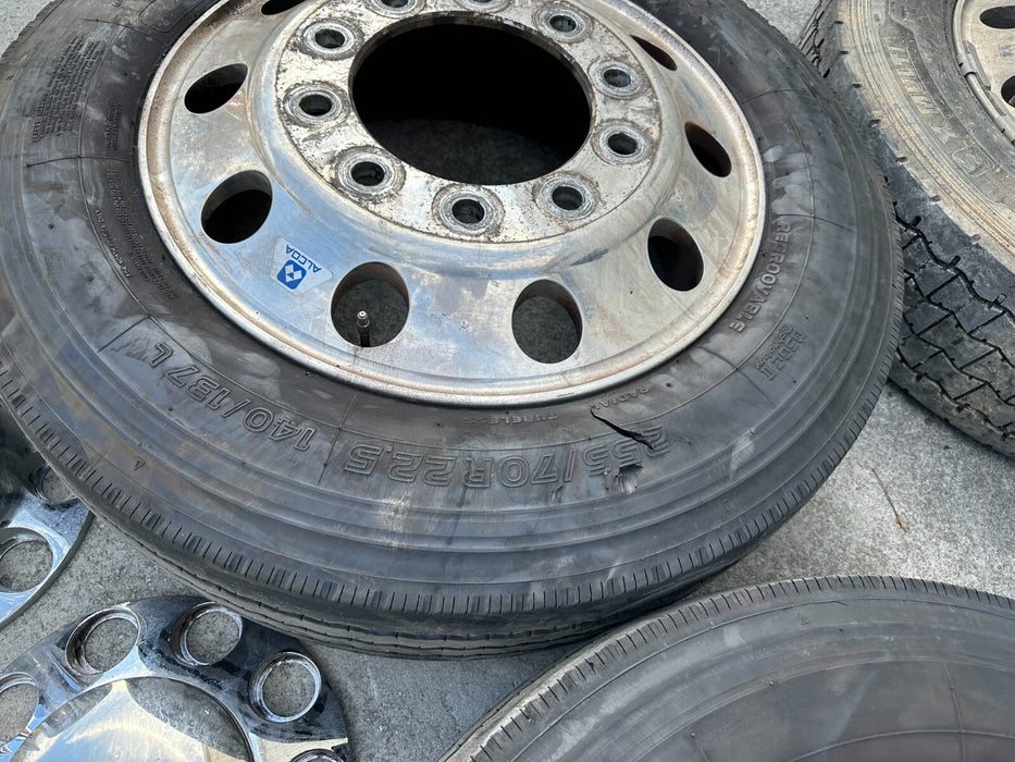 (2) FORD F450 F550 RAM 4500 5500 10 LUG 22.5" ALCOA SEMI WHEELS RIMS 255/70R22.5