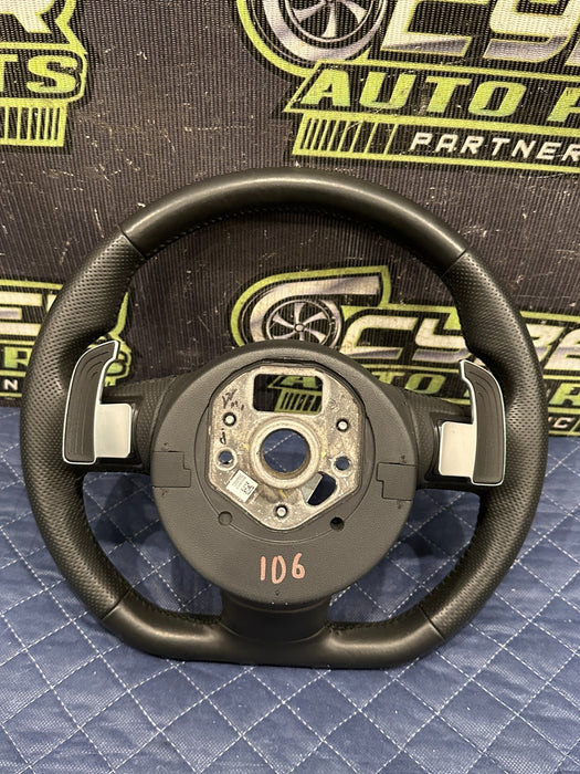 2014 AUDI R8 V10 BLACK LEATHER STEERING WHEEL W PADDLE SHIFTER OEM ~FLAW!!~