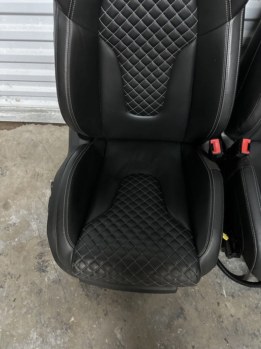 2011 2014 AUDI R8 5.2L V10 WHITE DIAMONDS STITCHING LEATHER BUCKET SEATS OEM