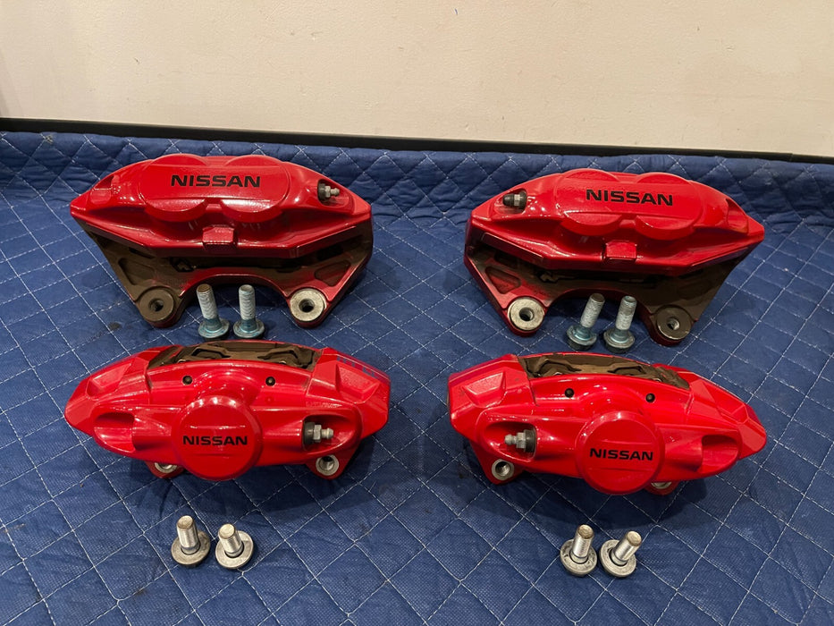 2017 NISSAN 370Z NISMO FRONT REAR LEFT RIGHT RED AKEBONO BRAKE CALIPERS OEM READ