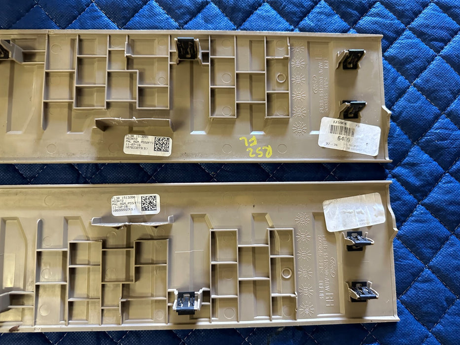 2017-2019 FORD F250 F350 F450 LARIAT TAN FRONT SCUFF KICK PLATE SET PAIR OEM