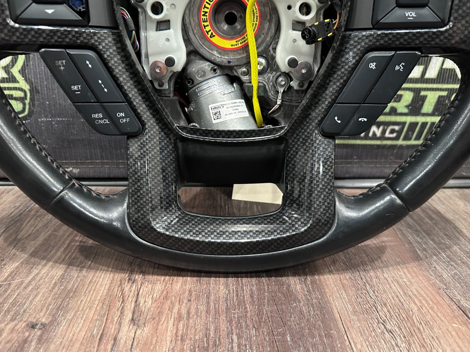 2017-2019 FORD F250 F350 F450 CARBON FIBER STEERING WHEEL OEM *FAULT/PARTS ONLY*