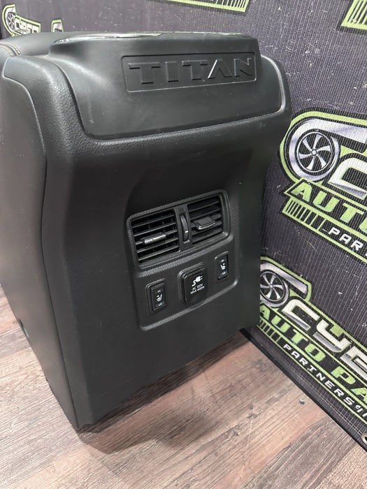 2017 NISSAN TITAN XD RESERVE BLACK LEATHER CENTER CONSOLE ASSEMBLY OEM *FLAW 14*