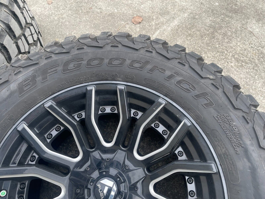 8X180 CHEVY GMC 2500 FUEL RIMS 20X10 37X12.50R20LT BFGoodrich Mud-Terrain Tires