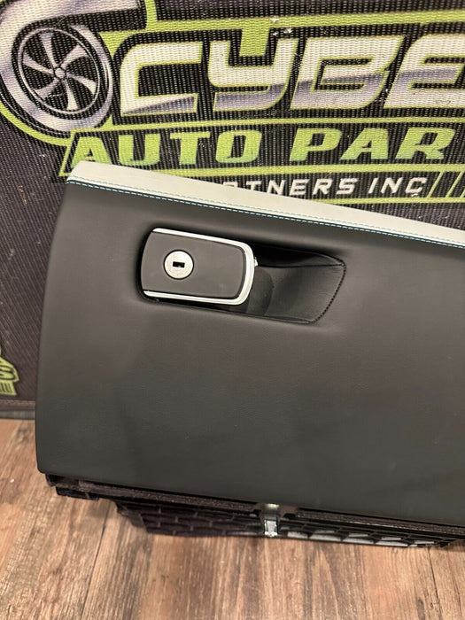 2020 BMW M4 F82 LEATHER GLOVE BOX STORAGE COMPARTMENT W BLUE STITCHING OEM