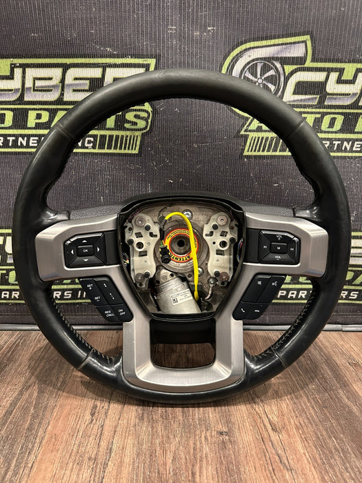 2023-2026 FORD F250 F350 F450 LEATHER STEERING WHEEL W ADAPTIVE CRUISE OEM *WEAR
