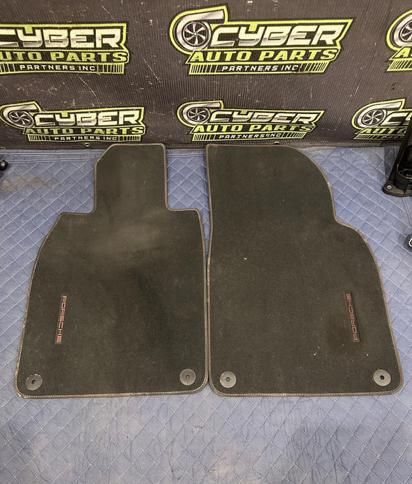 2014 PORSCHE 911 TURBO S FRONT LEFT RIGHT CARPET MATS OEM * SLIGHT WEARS*