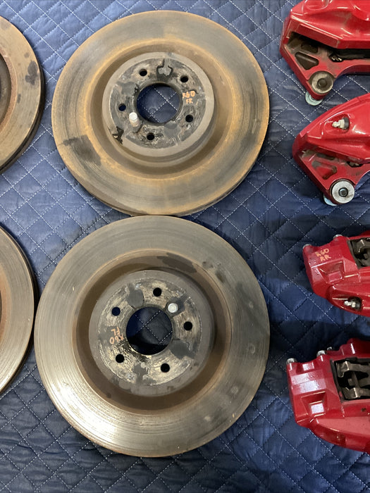 2017 INFINITI Q50 RED SPORT CALIPERS W/ FRONT REAR BRAKE LINES & ROTORS (4) OEM