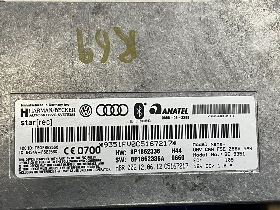 2012 AUDI R8  BLUETOOTH COMMUNICATION CELL PHONE MODULE ECU 8P1862336