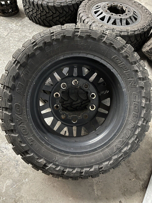 FORD F350 AMERICAN FORCE DUALLY WHEELS WITH ADAPTERS 22 INCH RIMS 37 INCH TIRES