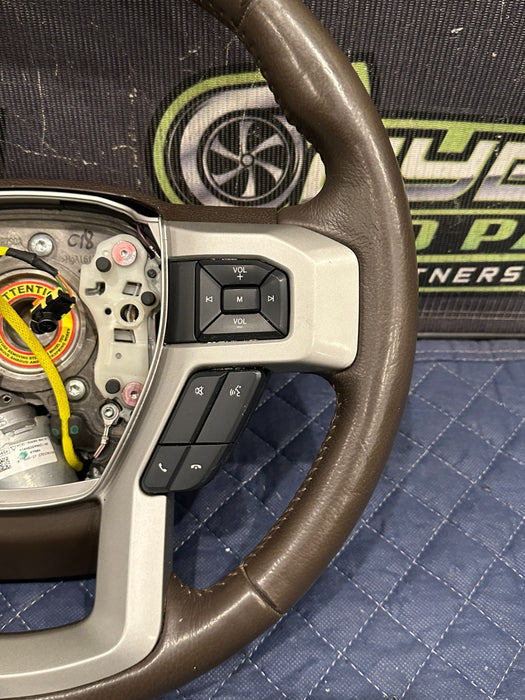 2017-2019 FORD F250 F350 F450 KING RANCH BROWN STEERING WHEEL OEM *HAS FAULT*