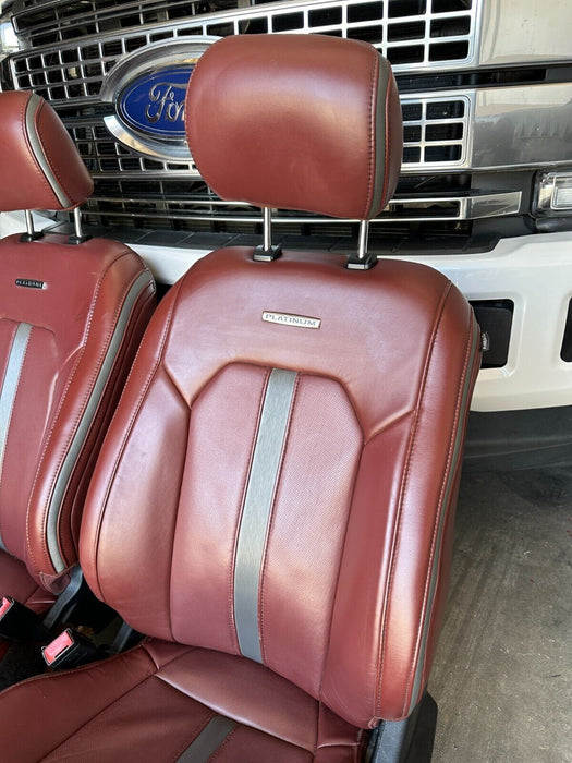 FORD F150 F250 F350 F450 PLATINUM RED DARK MARSALA LEATHER FRONT SEATS OEM