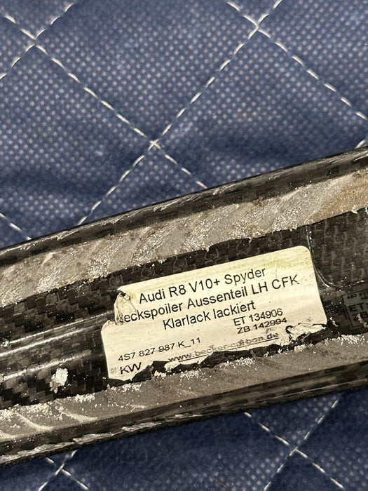 2017-2023 AUDI R8 SPYDER CONVERTIBLE CARBON FIBER SPOILER LEFT OEM 4S7 827 987 K