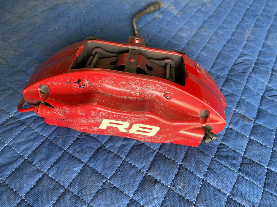 2012 AUDI R8 FRONT REAR BRAKE CALIPERS DRILLED ROTORS BRAKE LINES SET OEM