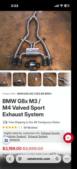 BMW G8x M3 / M4 Valved Sport Exhaust System 2021 2022 2023 2024 2025