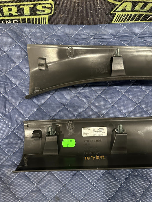 2014 AUDI R8 OEM LEFT RIGHT INNER DOOR SILL SCUFF PLATE COVER TRIM 420 853 905