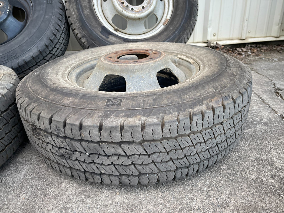 DODGE RAM 3500 8X6.5 8X165.1 DUALLY DRW WHEELS RIMS TIRES (6) SET OEM STEEL