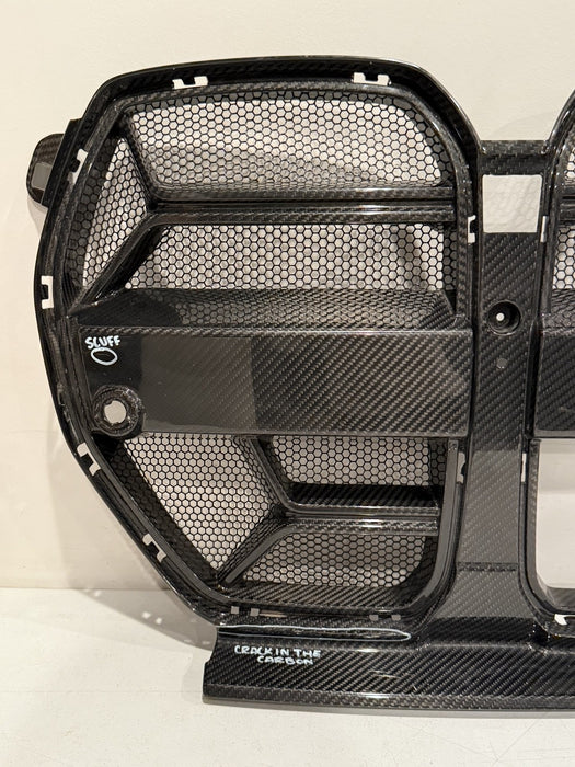 2024 BMW M3 M4 G80 G82 FRONT BUMPER CARBON FIBER GRILLE *CRACK/SCUFFS PICS 5-9*
