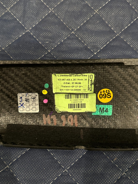 2014 AUDI R8 SPYDER LEFT RIGHT CARBON FIBER DOOR PANEL TRIM MOULDING 420 867 410