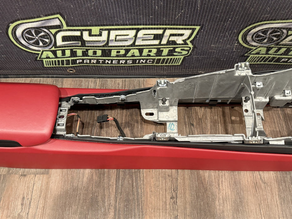 2014 PORSCHE 911 TURBO S 991 RED CENTER CONSOLE W/ LID OEM *COSMETIC FLAW #14*