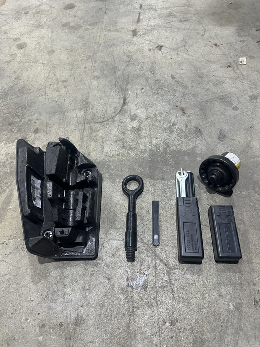 2014 PORSCHE 911 TURBO S SPARE TIRE TOOL KIT W CENTER WHEEL SOCKET OEM