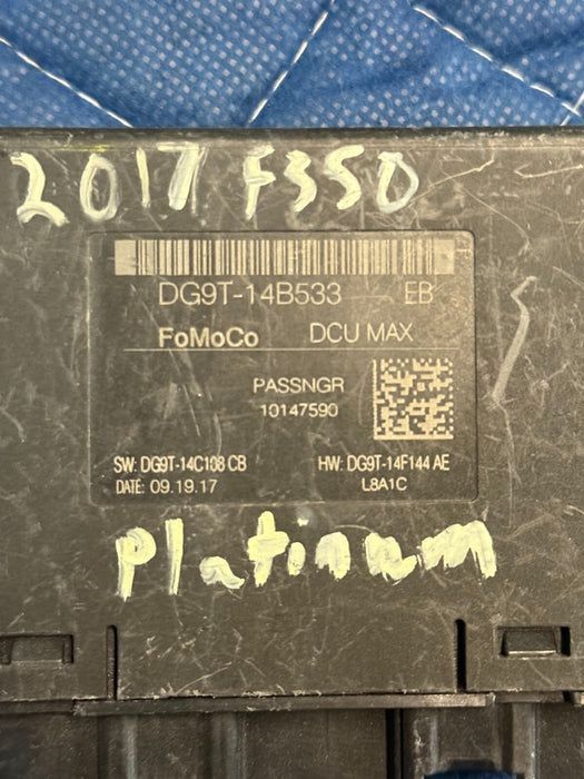 2017 FORD F350 PLATINUM FRONT RIGHT DOOR CONTROL MODULE DG9T-14B533 EB