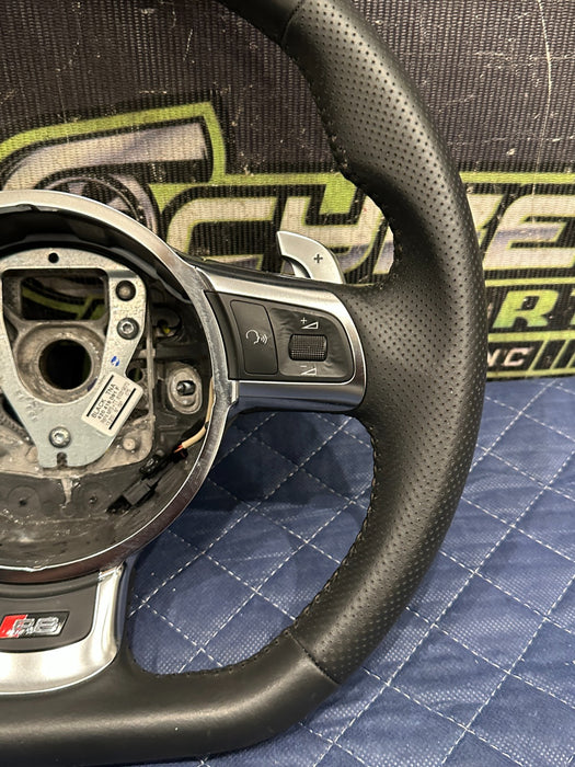 2014 AUDI R8 V10 BLACK LEATHER STEERING WHEEL W PADDLE SHIFTER OEM ~FLAW!!~
