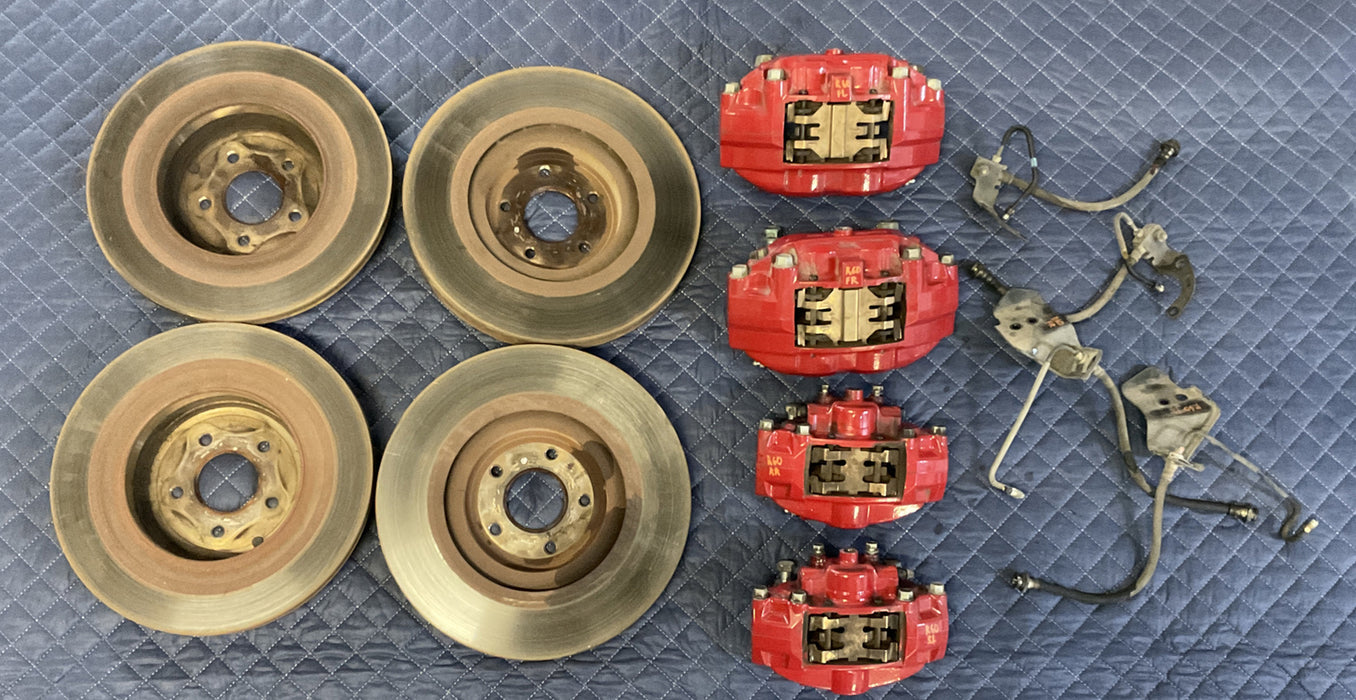 2017 INFINITI Q50 RED SPORT CALIPERS W/ FRONT REAR BRAKE LINES & ROTORS (4) OEM
