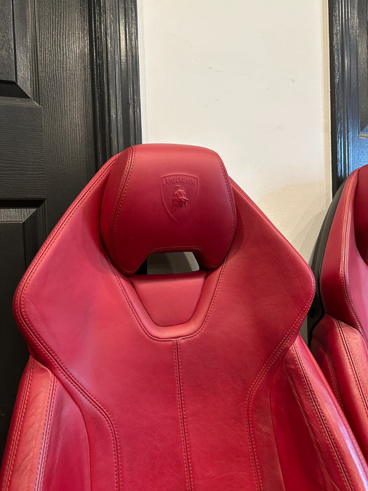 2015 LAMBORGHINI HURACAN LP610-4 RED LEATHER FRONT SEATS OEM GENUINE OEM *WEAR*