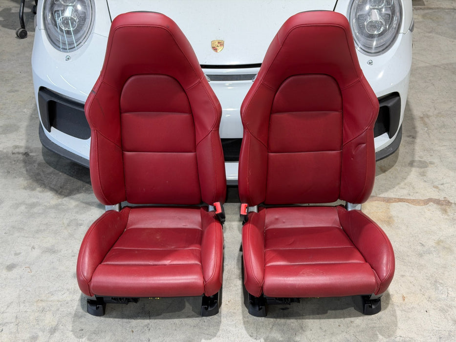 2014 PORSCHE 911 TURBO S 991 FRONT SEATS RED OEM GENUINE