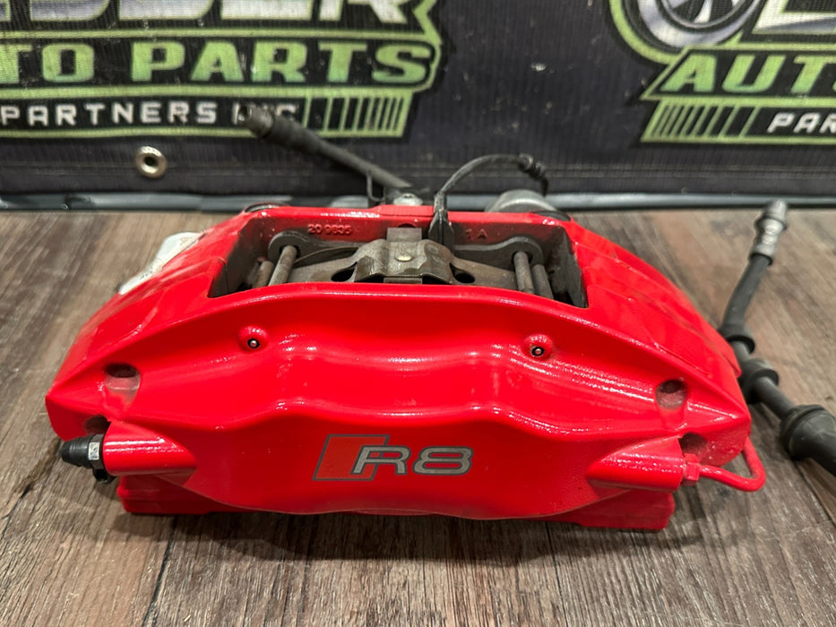 2017 AUDI R8 RED BRAKE CALIPER SET OEM *PAINT CHIPS 9,10*