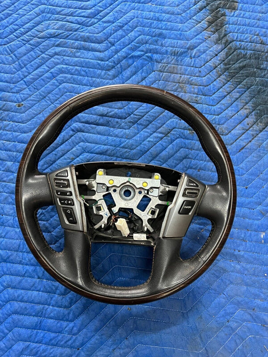 2016-19 NISSAN TITAN XD PLATINUM RESERVE LEATHER STEERING WHEEL OEM ~MINOR WEAR~