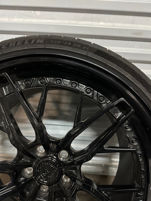 2021 AUDI R8 21X12 5X112 ANRKY REAR WHEELS RIMS PAIR TIRE GENUINE OEM ~CURBRASH~