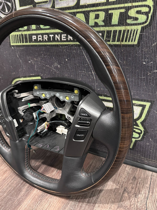 2017 NISSAN TITAN XD RESERVE PLATINUM STEERING WHEEL W WOOD GRAIN TRIM OEM