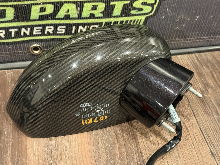 2014 AUDI R8 PLUS CARBON FIBER RIGHT PASSENGER DOOR MIRROR OEM GENUINE