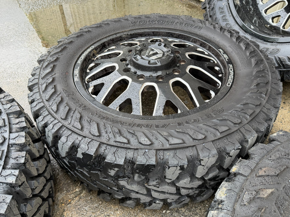 FORD F450 FUEL FORGED WHEELS 10X225 DIRECT BOLT ON 37" YOKOHAMA GEOLANDER M/T