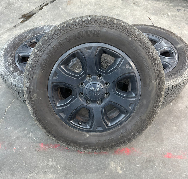 DODGE RAM WHEELS RIMS TIRES 20X8 LANDGOLDEN 285/60 R20 LGT57 A/T 8X165