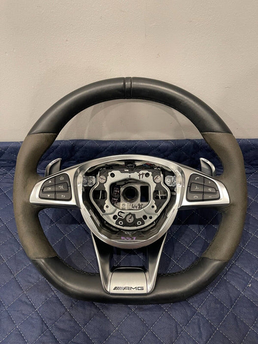 2017 MERCEDES-BENZ C63 AMG LEATHER ALCANTERA STEERING WHEEL W/ PADDLE SHIFTERS