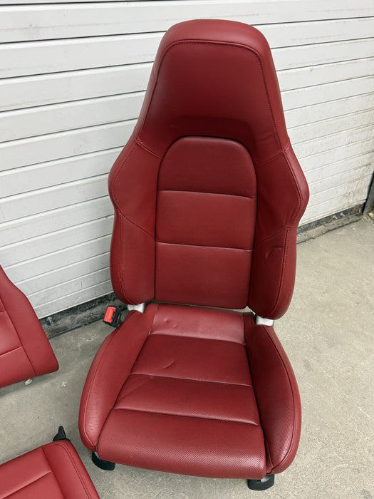 2014 PORSCHE 911 TURBO S 991 FRONT REAR SEATS RED OEM GENUINE