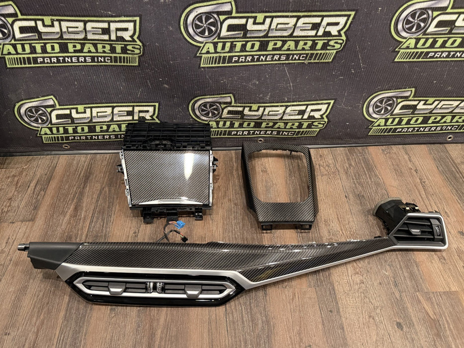 2024 BMW M3 M4 G80 G82 CARBON FIBER DASH AIR VENT SHIFTER BEZEL CONSOLE STORAGE