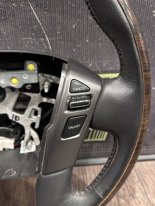2017 NISSAN TITAN XD RESERVE PLATINUM STEERING WHEEL W WOOD GRAIN TRIM OEM